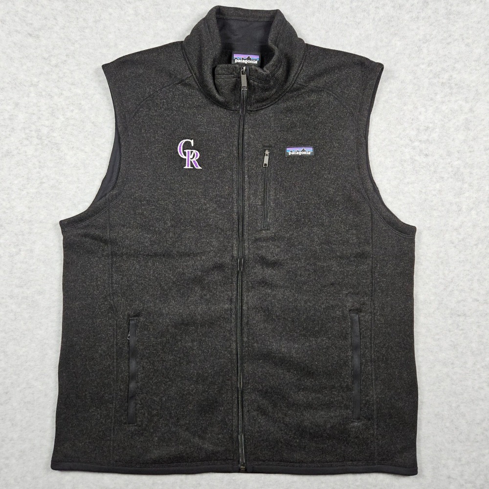 Patagonia (Mens XL) Black Better Sweater Knit Vest Colorado Rockies MLB Full Zip